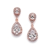 Lustrous Cubic Zirconia Teardrop Wedding Earrings<br>3520E-RG