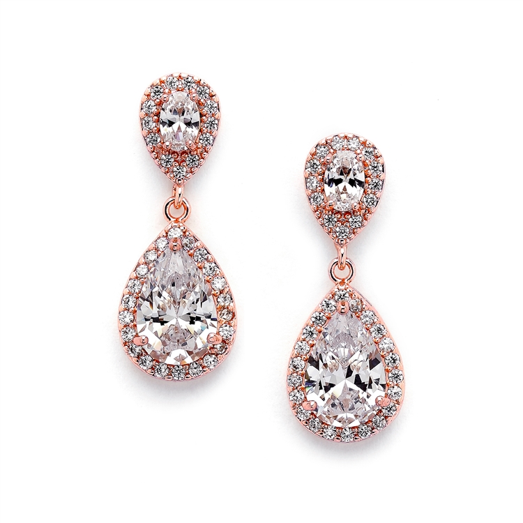 Mariell Wholesale Lustrous Cubic Zirconia Teardrop Wedding Earrings