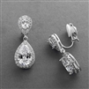 Lustrous Clip-On Cubic Zirconia Teardrop Wedding Earrings<br>3520EC