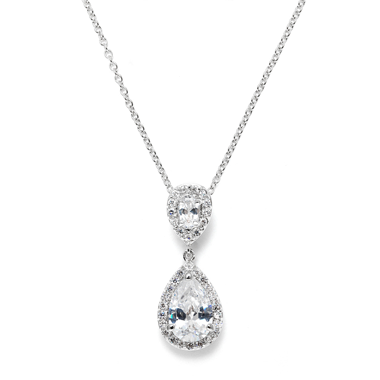 Lustrous Cubic Zirconia Teardrop Wedding Pendant<br>3520N