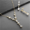 Mariell Wholesale Glamorous Gold Mixed Cubic Zirconia Wedding Necklace & Earrings Set