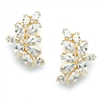 Shimmering Cubic Zirconia Marquis Cluster Gold Clip-On Earrings<br>3598EC-G