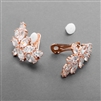 Shimmering Cubic Zirconia Marquis Cluster Rose Gold Clip-On Earrings<br>3598EC-RG