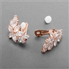 Mariell Wholesale Shimmering Cubic Zirconia Marquis Cluster Rose Gold Clip-On Earrings