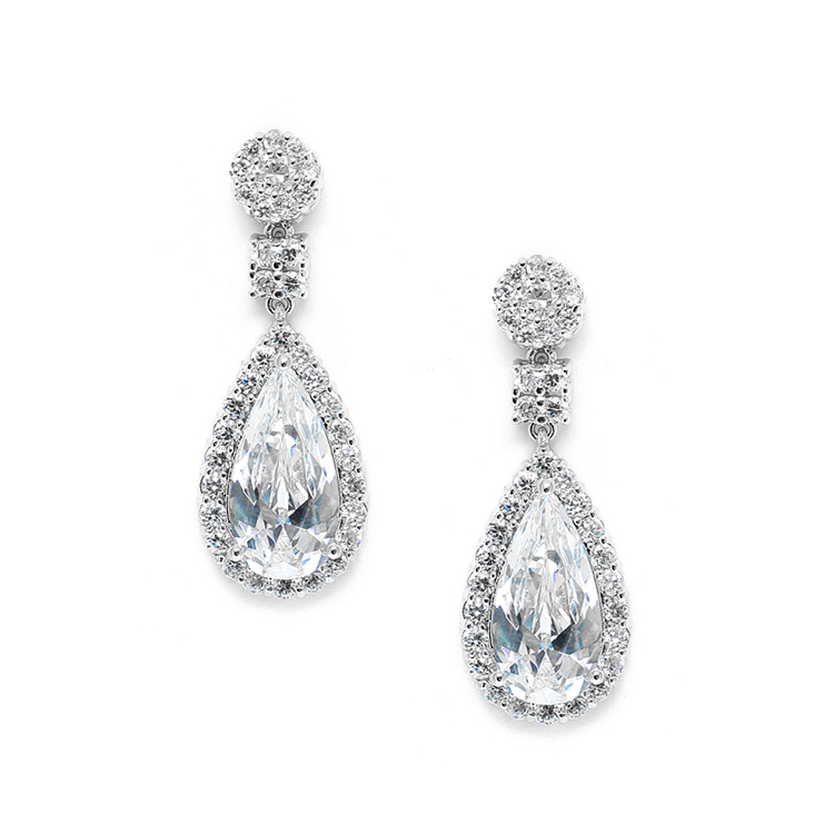 Victorian Teardrop Cubic Zirconia Wedding or Prom Earrings<br>3612E