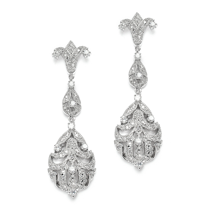 Opulent Vintage Cubic Zirconia Wedding Earrings<br>3628E