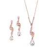 Mariell Wholesale Dainty Rose Gold Necklace & Earrings Set with CZ Teardrops