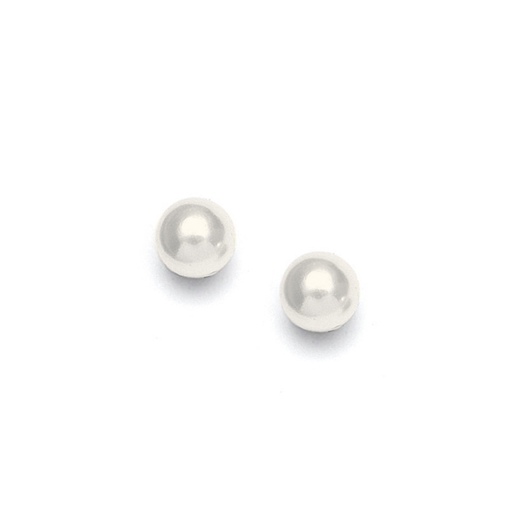 Dainty 6mm Pearl Stud Wedding Earrings - Ivory - Clip - Gold<br>368EC-6MM-I-G