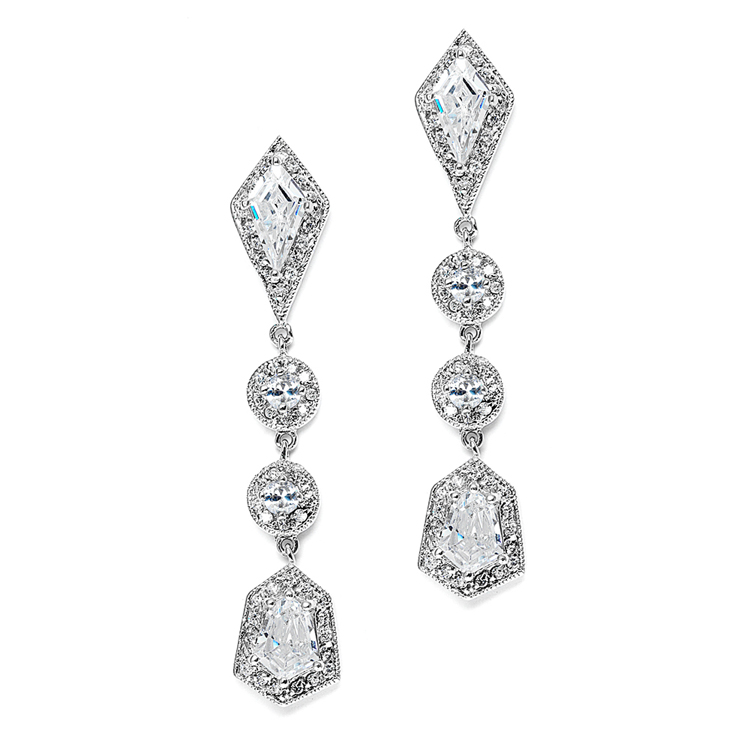 Empress & Noble Cut Cubic Zirconia Bridal Earrings<br>3696E-S