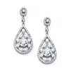 Silver Platinum Cubic Zirconia Mosaic Teardrop Bridal, Prom or Wedding Earrings<br>3784E