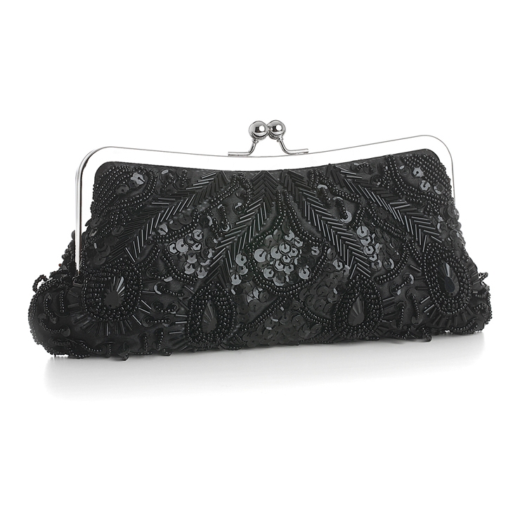 Black Multi Evening Bag with Beads, Sequins & Gems<br>3811EB-JE