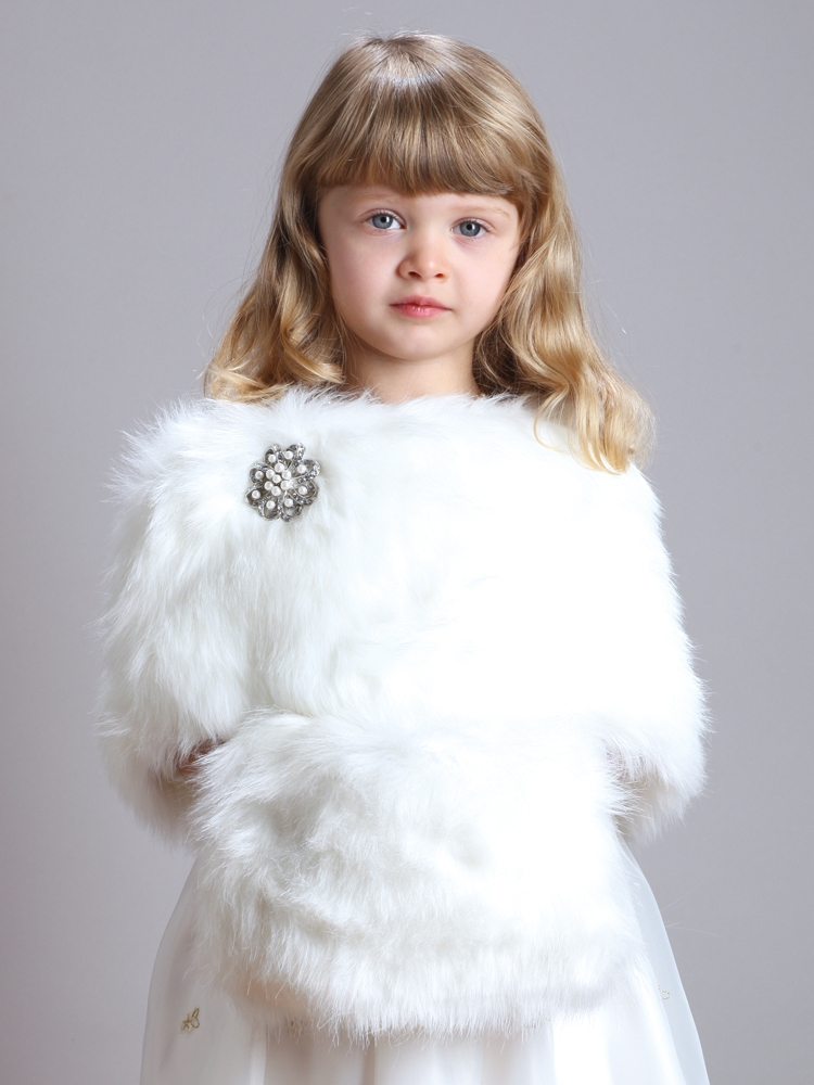 Children's Ivory Faux Fur Hand Muff for Winter Weddings<br>3825M-I