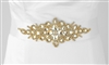 Opulent White Satin Bridal Sash with Gold and Crystal Starburst<br>3886SH-W-G