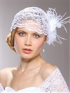Mariell Wholesale Juliet Bridal Cap with White Lace, Organza Hair Clip
