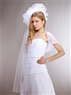 Long Fingertip White Bridal Veil with Large Tulle Pouf<br>3903V-W