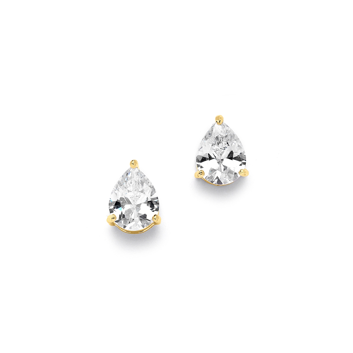 2.00 Ct. Cubic Zirconia Pear Shape Stud Gold Earrings for Weddings or Bridesmaids<br>3989E-G