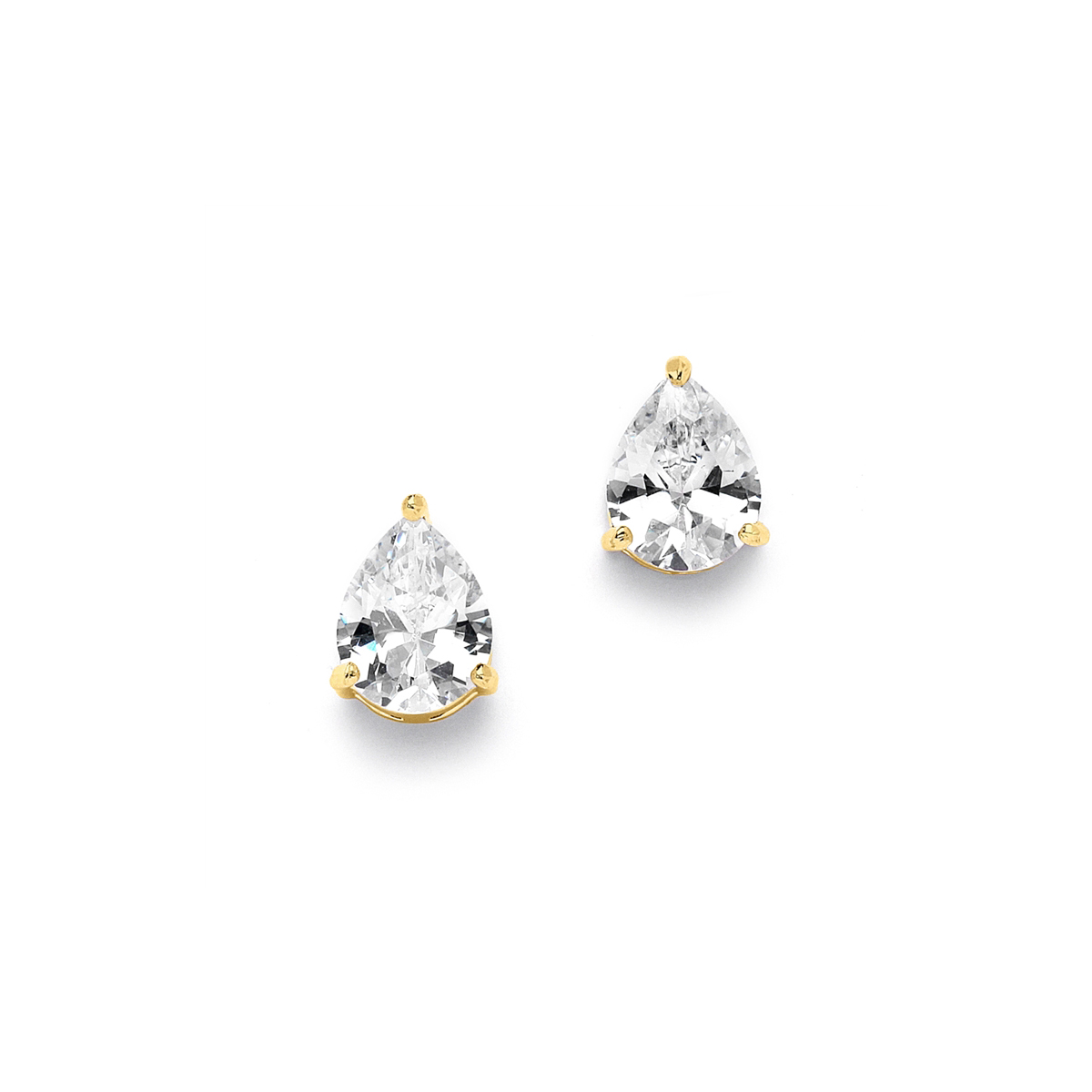 Mariell Wholesale 2.00 Ct. Cubic Zirconia Pear Shape Gold Clip-On Earrings for Weddings or Bridesmaids