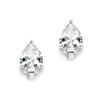 2.00 Ct. Cubic Zirconia Pear Shape Silver Rhodium Clip-On Earrings for Weddings or Bridesmaids<br>3989EC-S