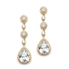Best-Selling Gold Pear-Shaped Drop Bridal Earrings with Pave CZ<br>400E-G