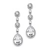 Best-Selling Clip-On Pear-shaped Drop Bridal Earrings with Pave CZ<br>400EC-CR