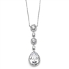 Best-Selling Pear-shaped Drop Bridal Necklace with Pave CZ<br>400N