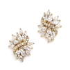 Gold Cubic Zirconia Cluster Bridal Earrings with Delicate Marquis Stones<br>4014E-G