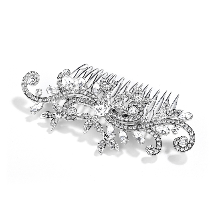 Popular Wedding or Prom Hair Comb with Pave Crystal Vines<br>4027HC-S