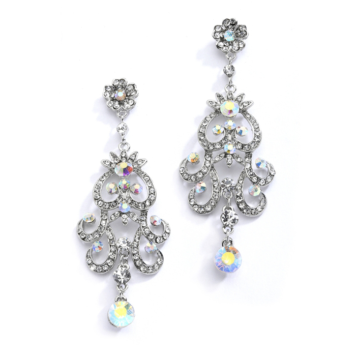 Iridescent AB Vintage Chandelier Earrings for Prom, Homecoming or Weddings<br>4054E