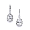 Classic Cubic Zirconia Bridal Earrings with Framed Pear Drops<br>4058E-S