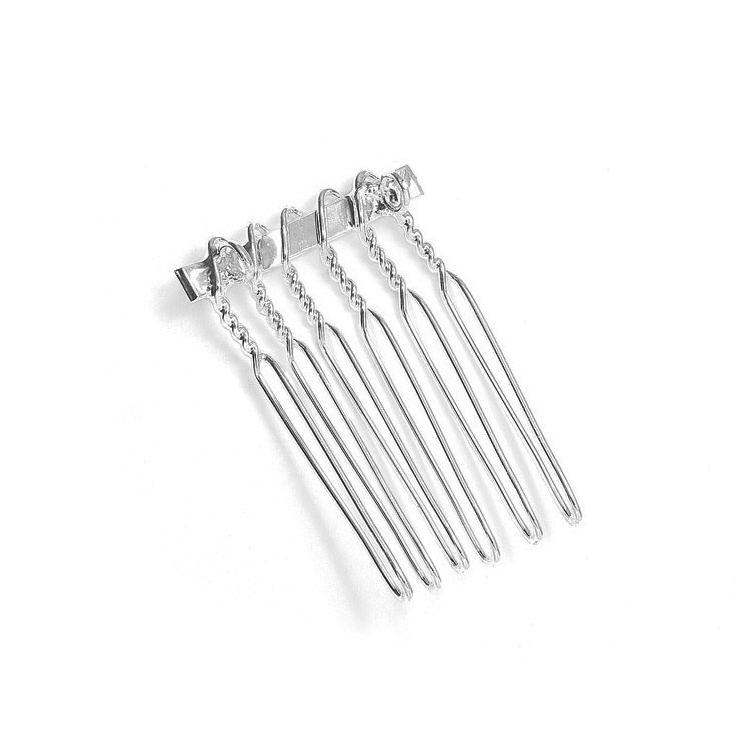 Mariell Wholesale Silver Comb Adapter with Loops for Brooches or Veils - 3/4" Wide