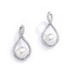 Eternity Symbol  Cubic Zirconia Wedding Earrings with Pearl<br>4075E