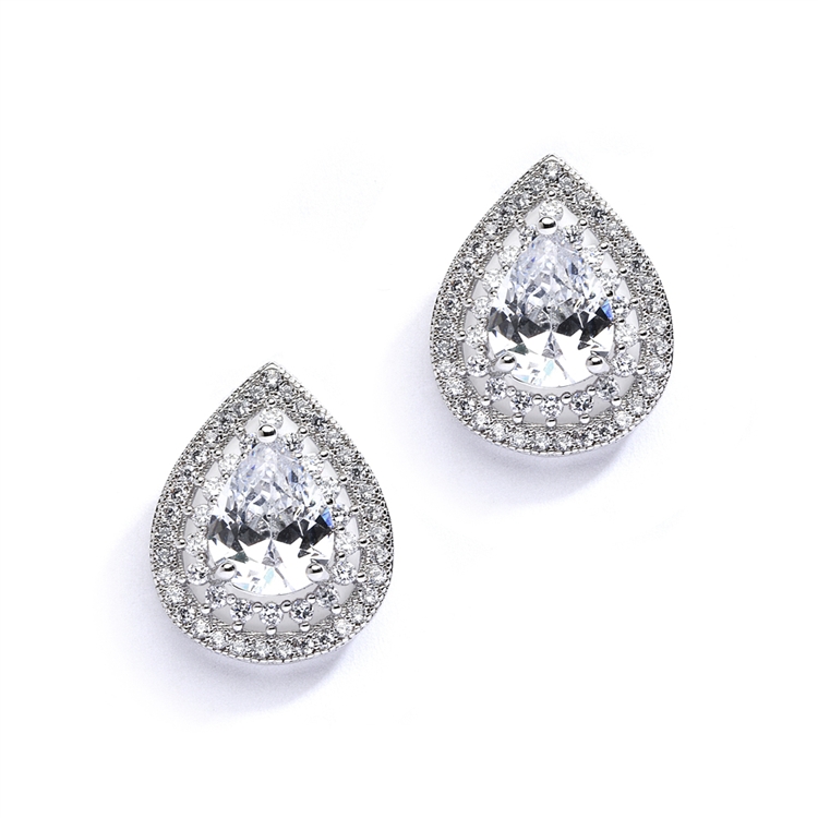 Designer Micro Pave Cubic Zirconia Bridal or Mother of the Bride Earrings<br>4076E