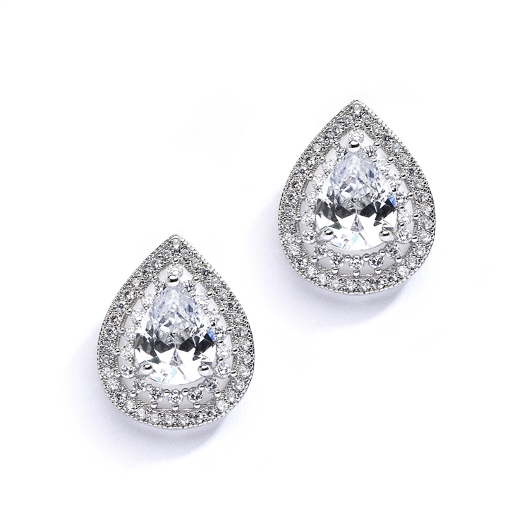 Mariell Wholesale Designer Micro Pave Cubic Zirconia Bridal or Mother of the Bride Earrings