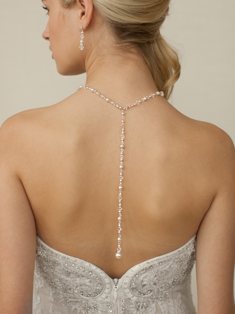 Wedding back jewellery - pearl & vintage silver - Josephine – KEZANI  JEWELLERY - designer bridal jewellery and wedding accessories