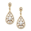 Gold Cubic Zirconia Mosaic Teardrop Bridal, Prom or Wedding Earrings<br>4093E