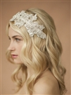 Sculptured Ivory Lace Wedding Headband with Crystals & Beads<br>4099HB-I