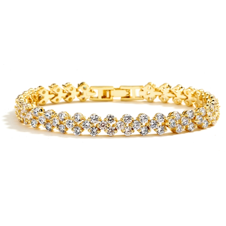 Petite Length Gold Cubic Zirconia Wedding or Prom Tennis Bracelet<br>4109B-G-6