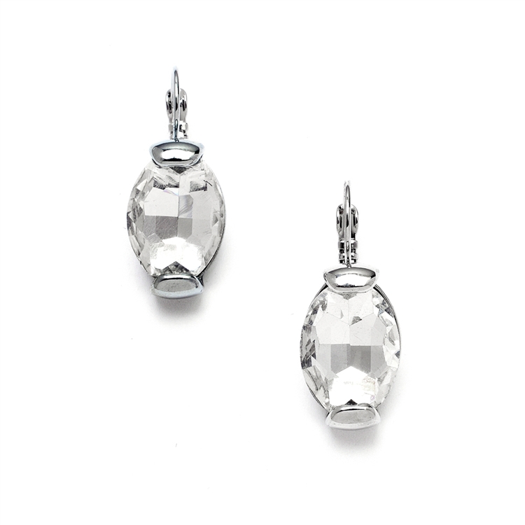 Clear Crystal Oval Drop Bling Earrings in Silver<br>4117E-CR