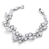 Best Selling Mosaic Shaped CZ Wedding Bracelet in Silver Rhodium - 6 1/2" Petite Size<br>4129B-S-6