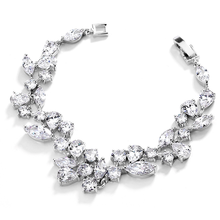 Glamourous Cubic Zirconia Mosaic Vine Bracelet<br>4129B-S-7