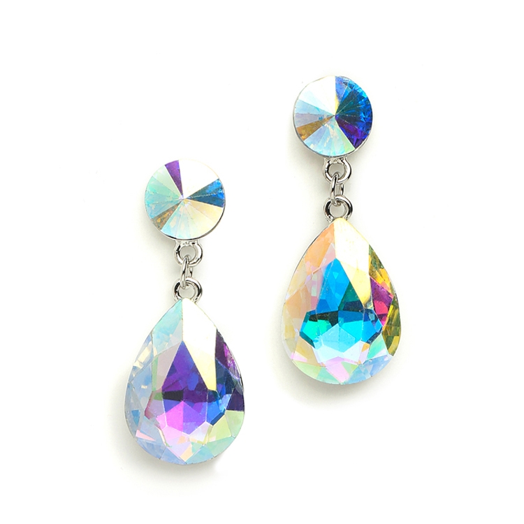 Color Splash Pear-shaped Drop Earrings - AB<br>4161E-AB