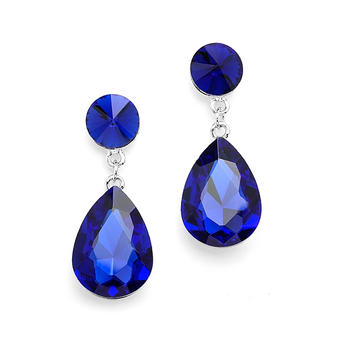 Color Splash Pear-shaped Drop Earrings - Sapphire<br>4161E-SA