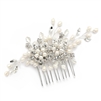 Mariell Wholesale Freshwater Pearl Wedding Hair Comb with Pave Crystal Leaves
