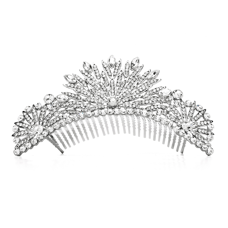 Spectacular Crystal Art Deco Wedding or Prom Tiara Comb<br>4188TC-S