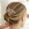 Popular Rose Gold Crystal Wedding or Prom Comb with Shimmering Leaves<br>4190HC-RG