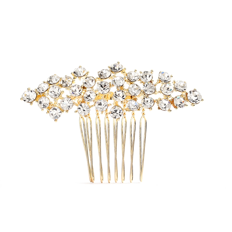 Best Selling Crystal Clusters Gold Wedding or Prom Comb<br>4191HC-G-CR