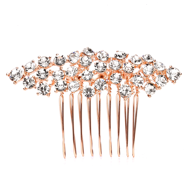Mariell Wholesale Best Selling Crystal Clusters Rose Gold Wedding or Prom Comb