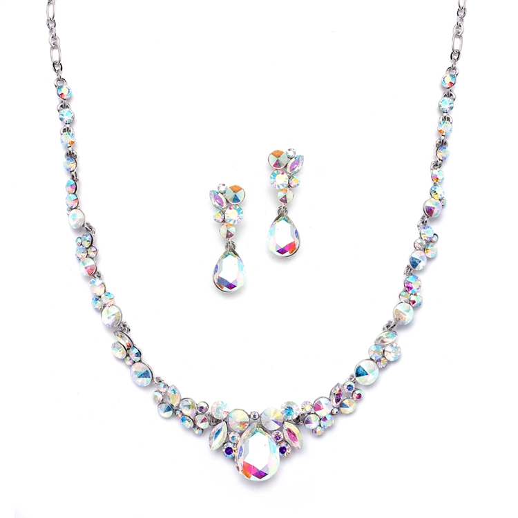 Regal AB Crystal Bridal or Prom Necklace & Earrings Set<br>4192S-AB