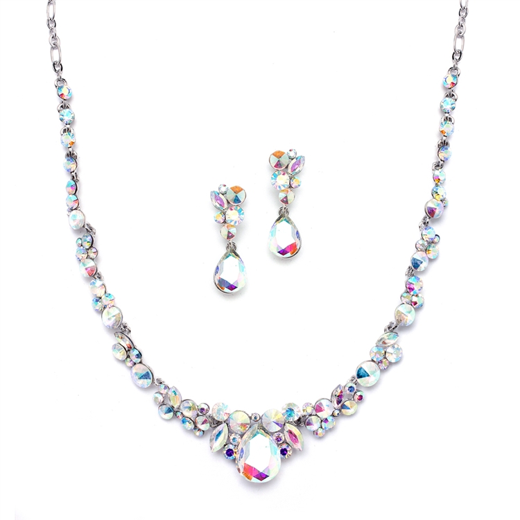 Mariell Wholesale Regal AB Crystal Bridal or Prom Necklace & Earrings Set