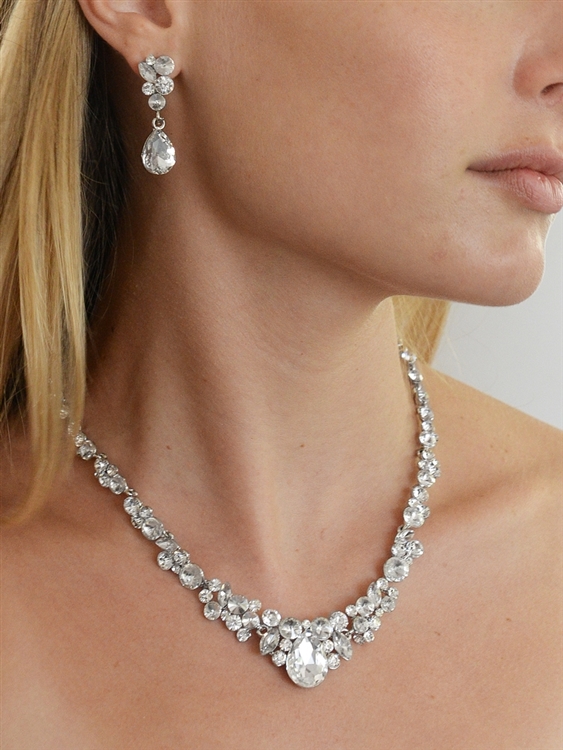 Mariell Wholesale Regal Crystal Bridal or Prom Necklace & Earrings Set